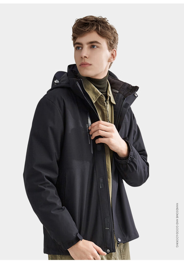 骆驼户外冲锋衣男女潮牌外套三合一加绒加厚抓绒登山服aba9w146106