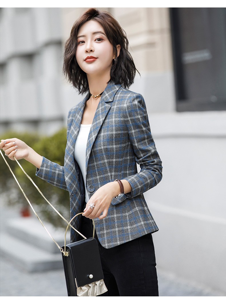 瑞诗米2020格子小西装女外套女秋冬装新款chic休闲大码上衣短款西服
