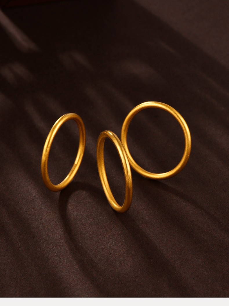 赛菲尔古法黄金戒指素圈戒指女款三生三世足金9999时尚款小金戒指计价