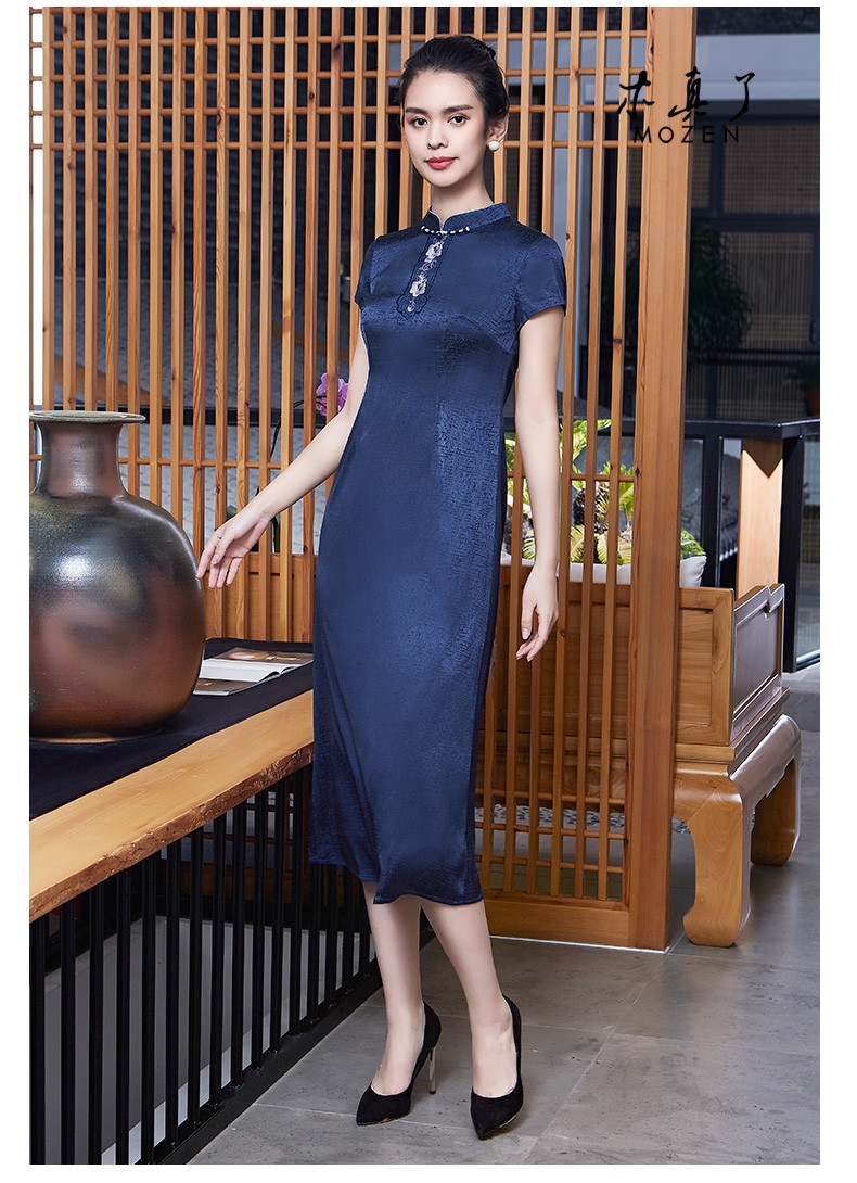 木真了商场同款女装2020夏新款花朵刺绣连衣裙女中长款 603 03色 m