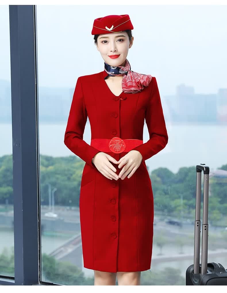 烟浔空姐制服职业连衣裙长袖秋季新款空乘高铁乘务员工装航空学院学生