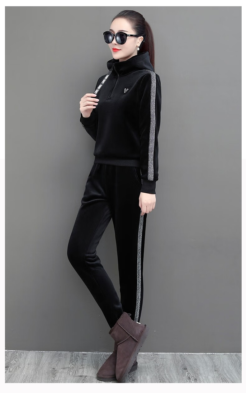 休闲套装时尚女2019新款韩版显瘦运动服套装卫衣运动潮 灰色两件套