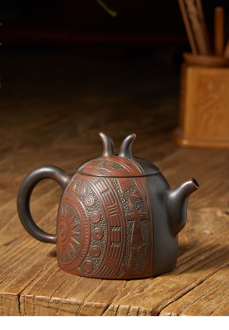 觅陶坭兴陶茶壶梁业兰老师纯全手工古骆壶八桂天工金奖作品窑变泥兴