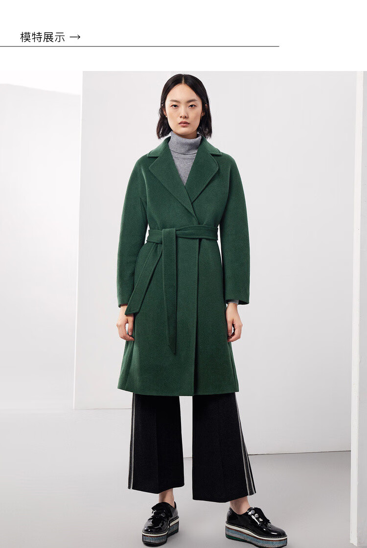 舒朗show long 【新品】加厚简约大衣羊毛气质显瘦减龄大衣毛呢大衣