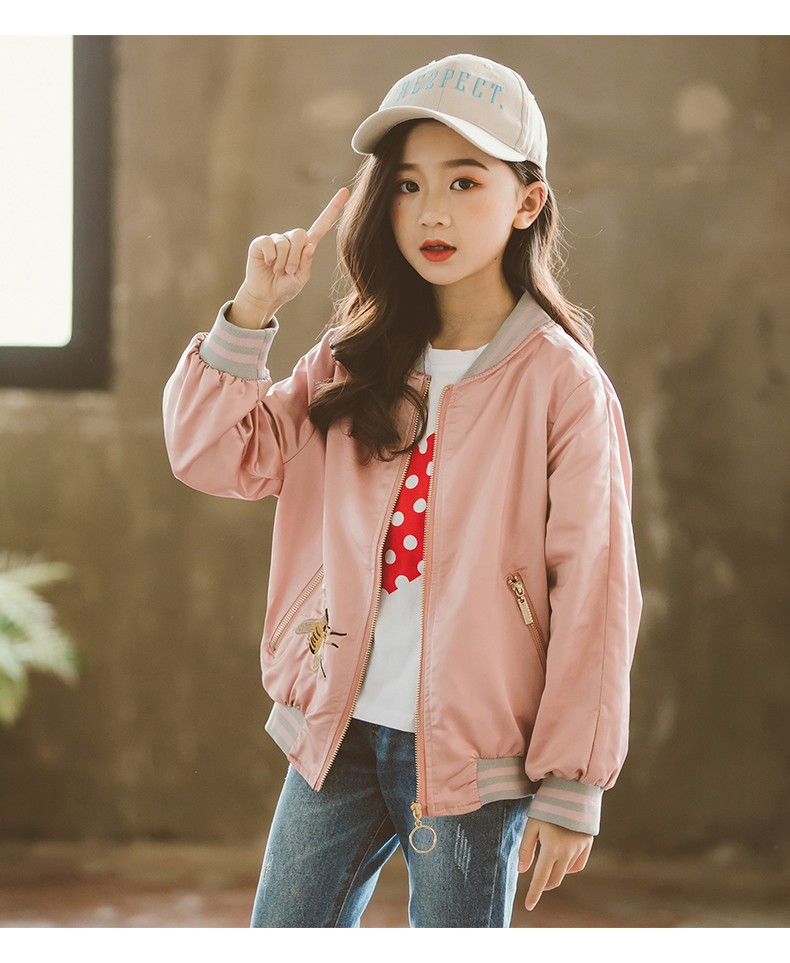 2020新款女童春装洋气潮中大童装儿童女大童春秋夹克风衣棒球外套