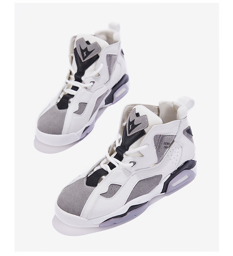 森马senma 女款系带拼色高帮冲孔透气篮球鞋运动鞋女小白鞋女休闲鞋