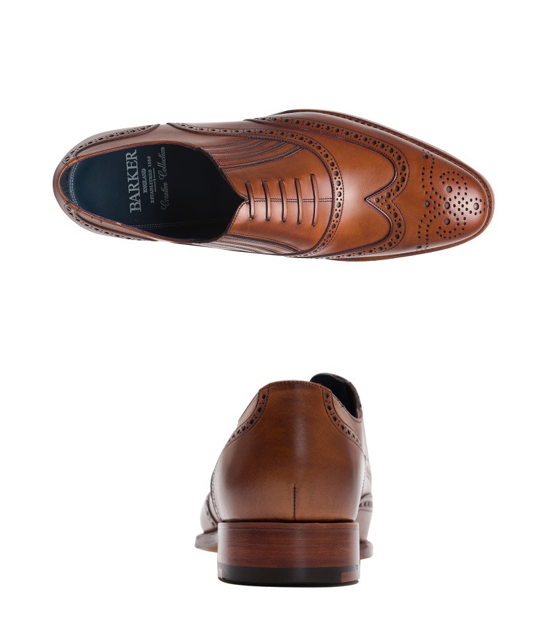 barker英国进口固特异布洛克雕花免系带男士皮鞋timothy black 6