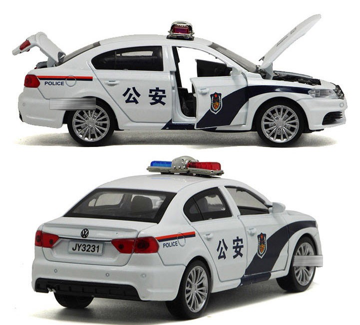 1:32大众朗逸 特警警车模型玩具合金回力车 黑色【图片 价格 品牌