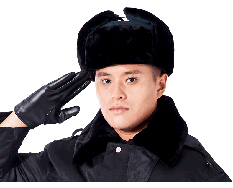 锦万泽保安棉帽冬季加厚棉帽执勤帽加绒保暖雷峰帽冬季黑色劳保棉防风