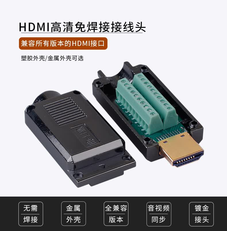 誉陆科技yl高清hdmi免焊公头免焊接模块插头接线盒高清线接头diy接线