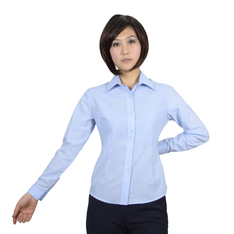 浅末 男女长袖职业装时尚商务衬衫职业装男女款衬衣 ZW0730 浅蓝色 M男