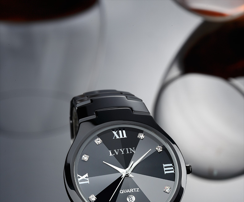 绿茵陶瓷手表男学生韩版女表夜光日历男士表防水石英表情侣表男表罗马