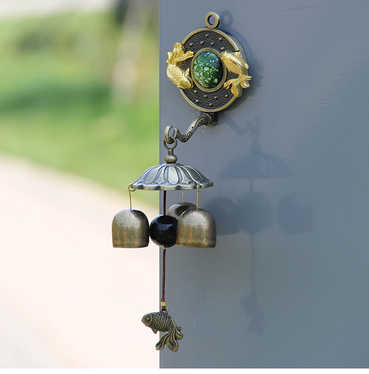 壁挂青铜三铃铛风铃挂件复古怀旧动物金属自吸风水风铃家居门铃家饰