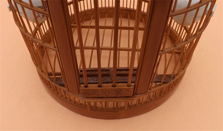 临宝得乐鸟笼竹双笼门圆竹丝画眉竹制鸟笼斗训鸟八哥竹制鸟笼全套33cm