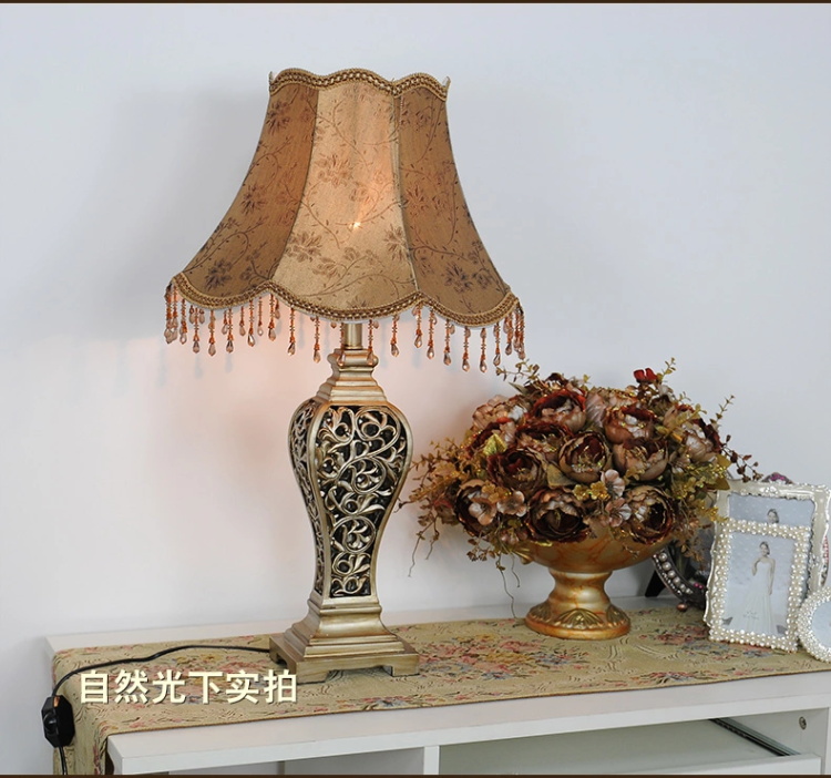 欧式台灯床头LED台灯卧室台灯客厅田园奢华美式台灯T82 T82(LED)715*155调光开关