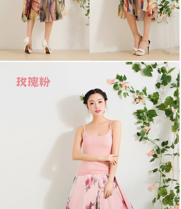 迪龙斯克2015夏季新款女装半身长裙松紧带印花大摆雪纺波西米亚连衣裙沙滩裙 彼岸花开 L