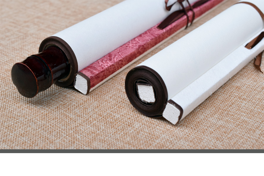 卓涵 毛笔 书画创作 装裱空白画卷轴 宣纸竖轴 全绫中堂生宣挂轴 书法