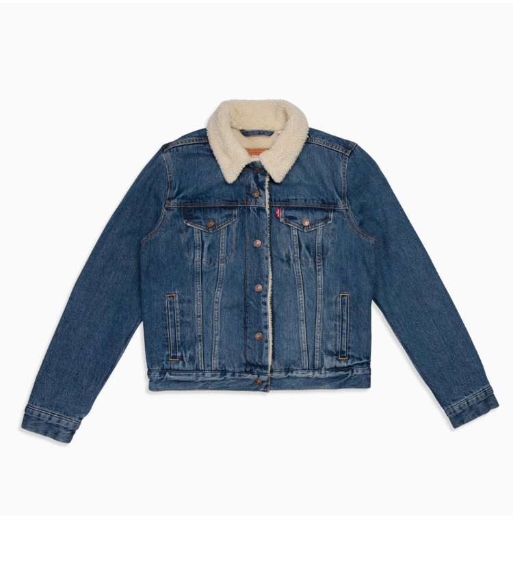 levis李维斯女士毛领纯棉牛仔夹克外套36136-0003levis 牛仔色 m