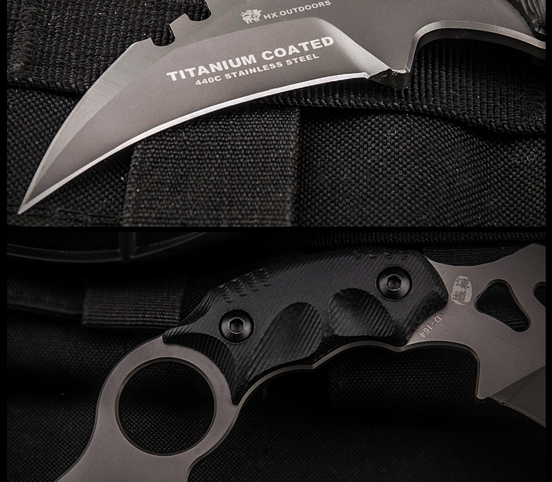 汉道爪子刀求生军刀野外直刀爪刀户外刀具防身随身刀具防卫大师 黑色