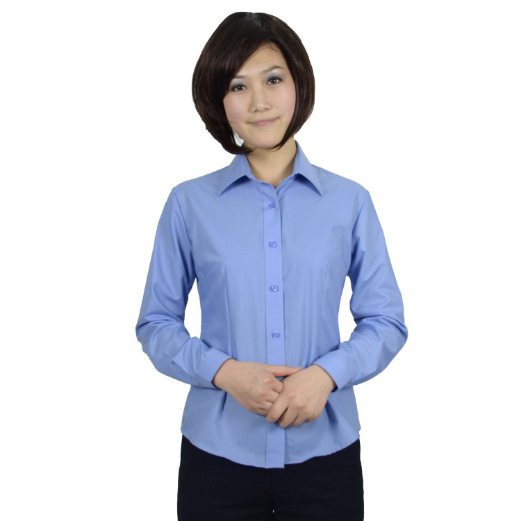 浅末 男女长袖职业装时尚商务衬衫职业装男女款衬衣 ZW0730 浅蓝色 M男