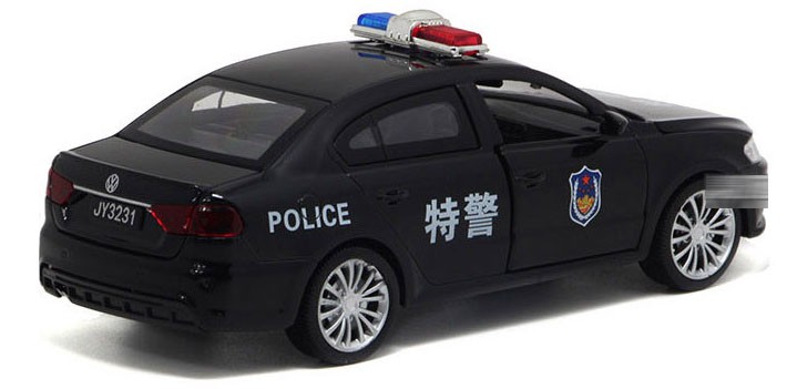 1:32大众朗逸 特警警车模型玩具合金回力车 黑色【图片 价格 品牌