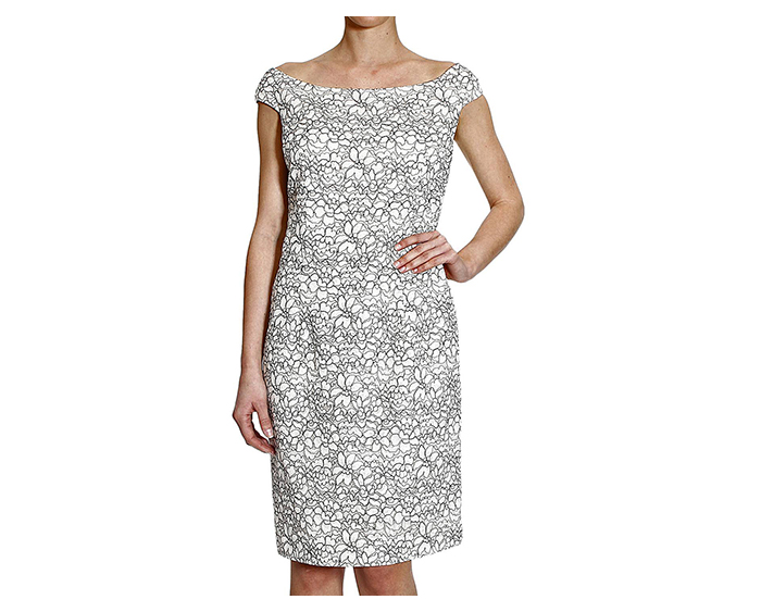 dior 迪奥 女士短袖一字领印花短款连衣裙 拼色 42