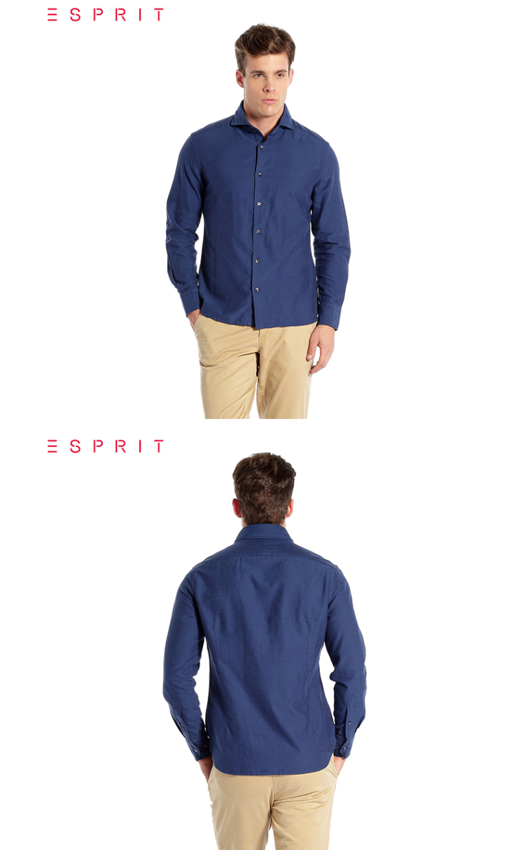 esprit 男士休闲时尚长袖修身衬衫-104eo2f025f 深蓝色411 180/96a