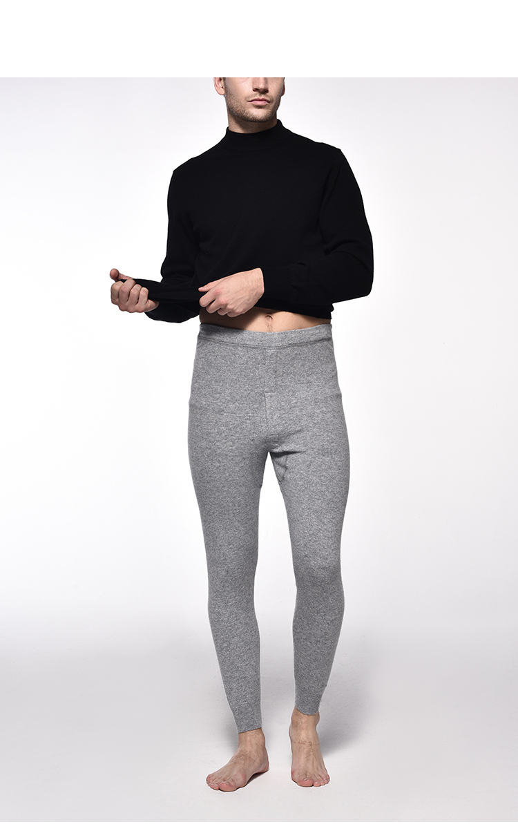 珍贝秋冬新品男士羊绒保暖裤针织打底裤tm1076 浅中灰 115/l