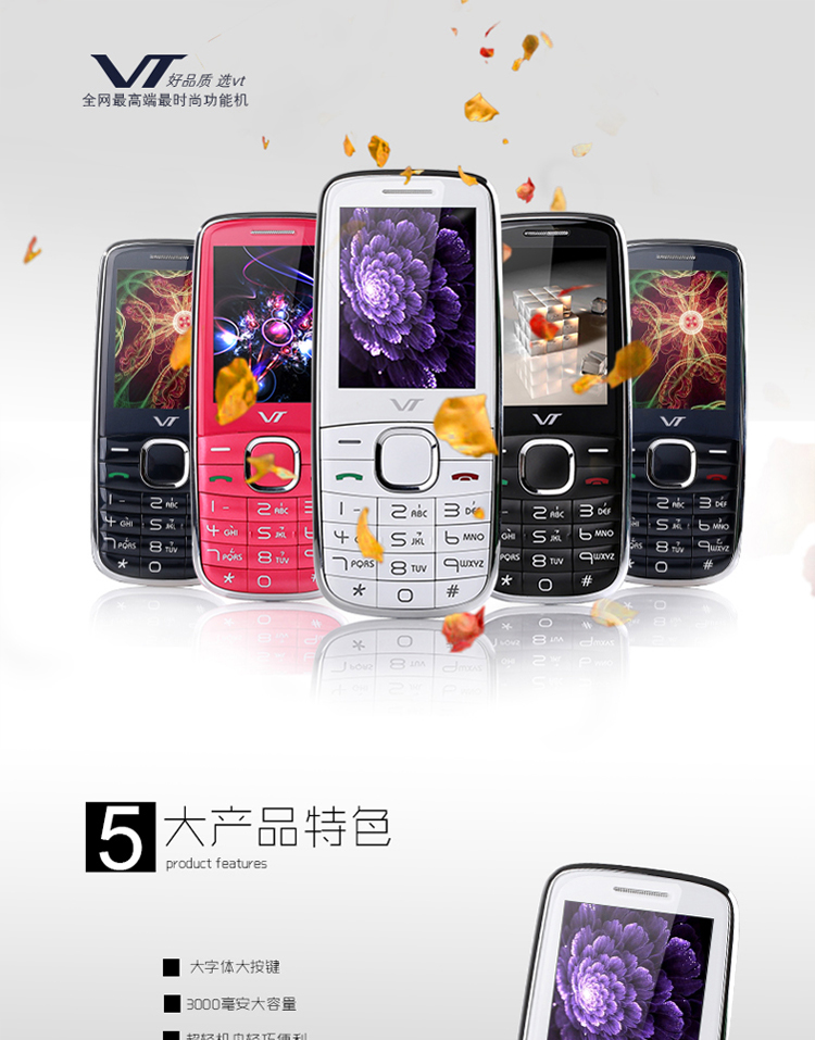 南极星(EXUN)VT-2电信2G老人手机 黑色