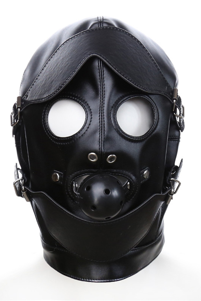 桃色缘惩戒刑罚带眼罩含口球面罩刑局皮革头套sm夫妻情趣用男女用器具