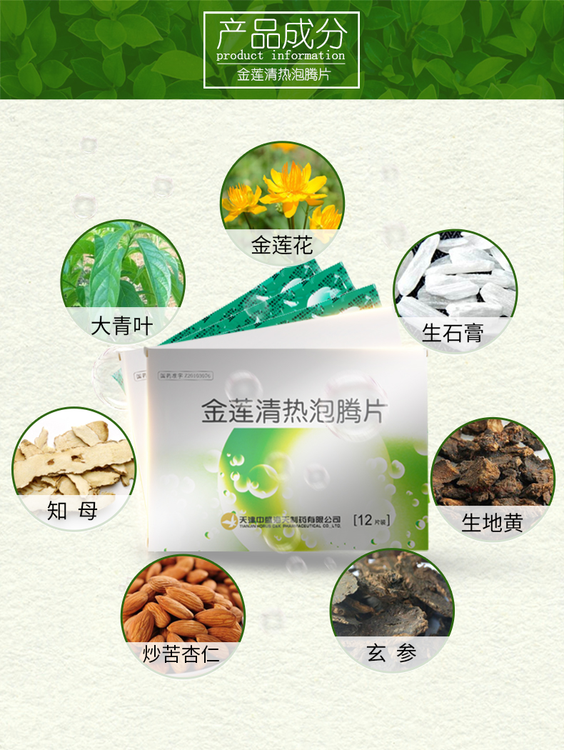 中盛海天金莲清热泡腾片4g12片盒10盒装20元盒