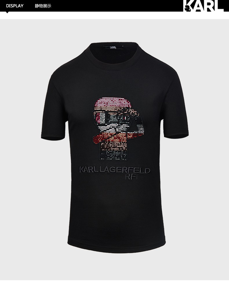 karllagerfeld卡尔拉格斐老佛爷新潮karl摄影t恤黑色l