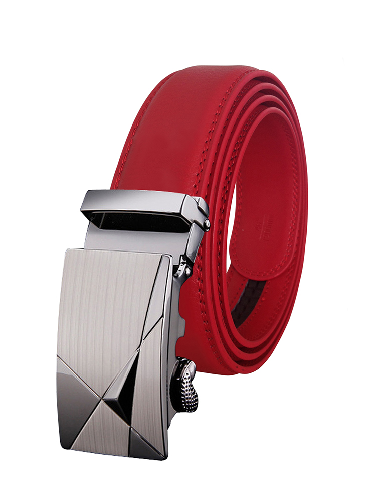 红漫红 红腰带 红色皮带 裤带 男士腰带本命年 真皮 牛皮 自动扣裤