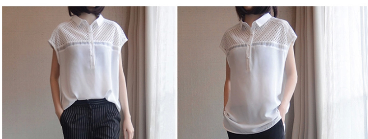 衣泊婉2015春装荷叶边立领雪纺衫女长袖衬衫 女 春6325 白色     XXL