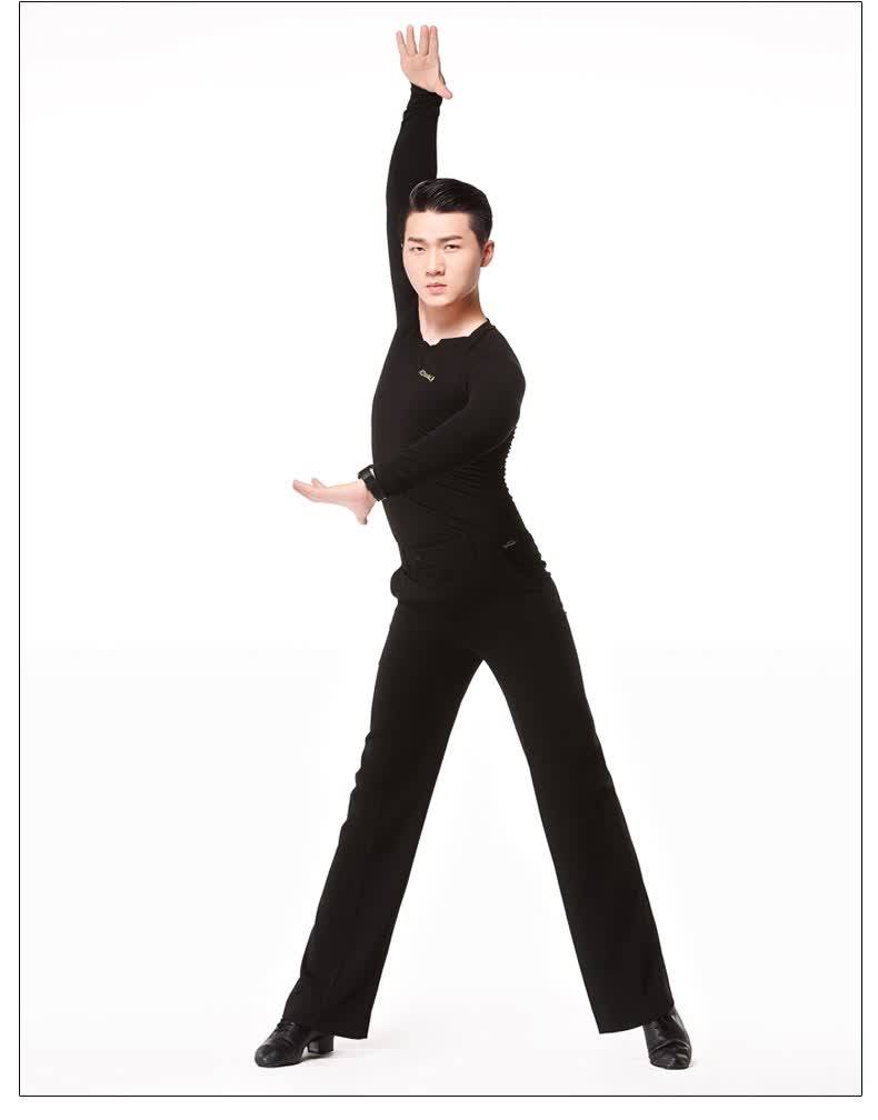丹宝罗 2020舞蹈摩登舞华尔兹练功服上衣拉丁舞黑色男成人服装男生