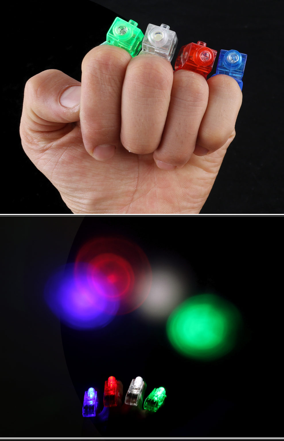 sunnovelty 发光手指灯 一板4个 内置电池 手指激光灯 戒指灯 舞蹈