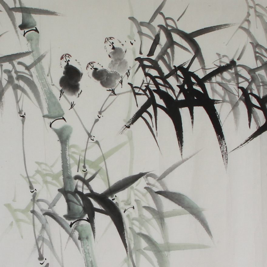 【京东公益】杨成功四尺横幅《竹鸟图》