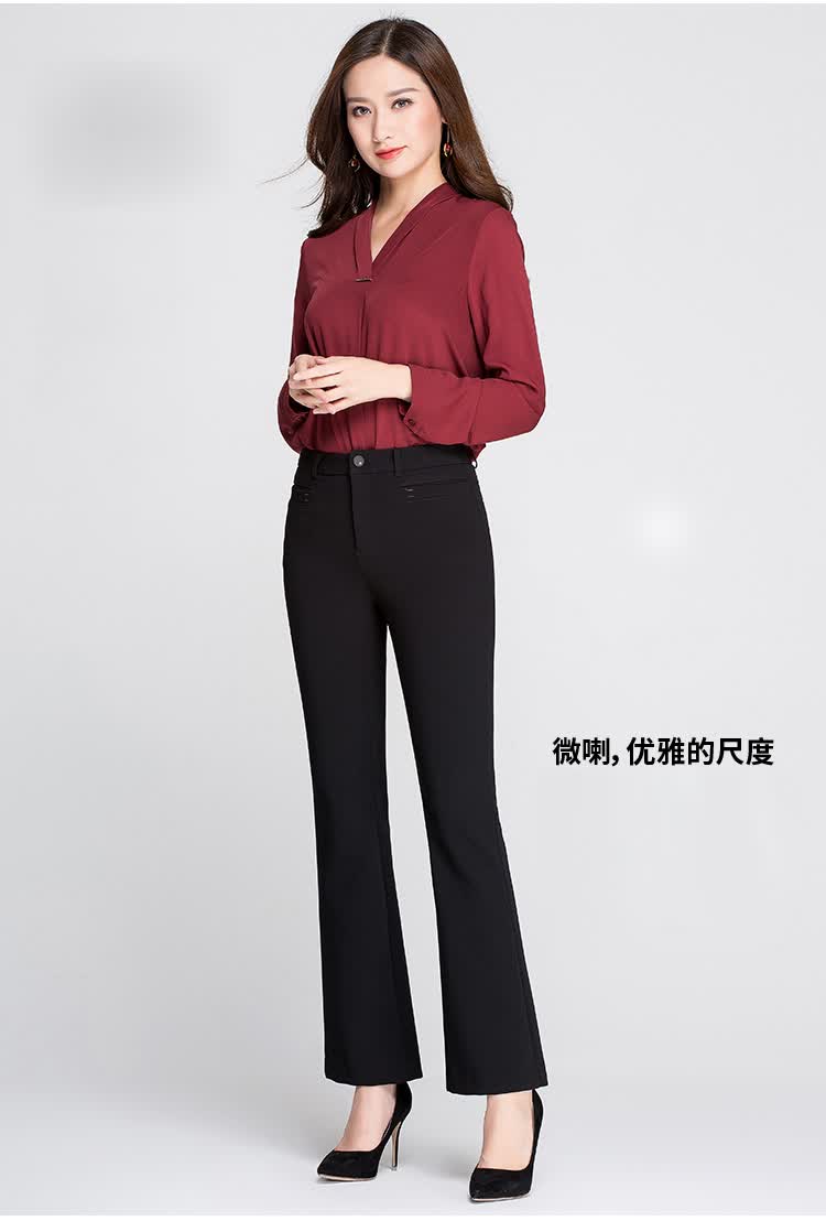 【梦舒雅喇叭裤】梦舒雅女裤韩版显瘦微喇裤女春装喇叭裤针织休闲裤女