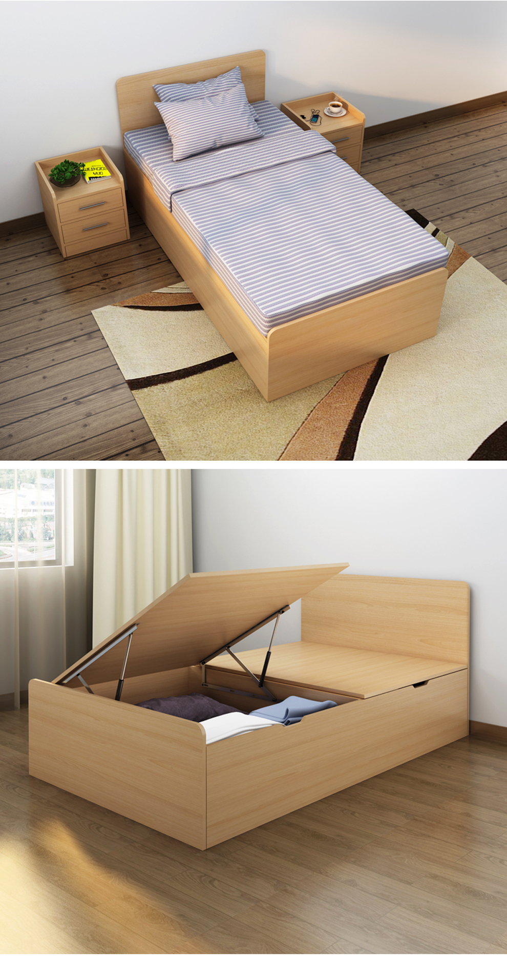 超昶简约现代液压床双人储物床收纳成人床15米北欧卧室气压高箱大容量