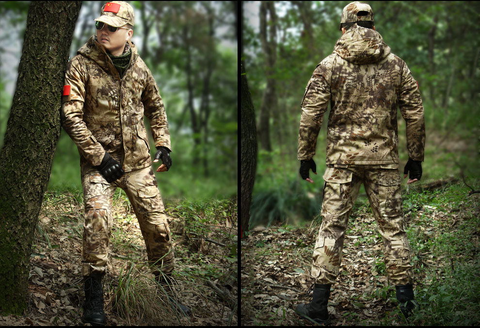 狼石(langshi) 户外军迷沙漠蟒纹迷彩服套装男特种兵作训服特战特勤服