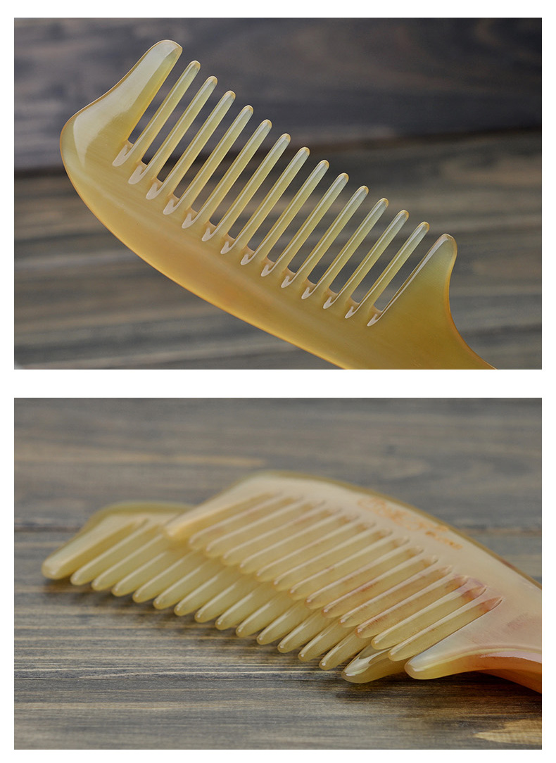 西溪子天然大号绵羊角梳子宽齿适合卷发头部按摩梳可定制刻字有售水