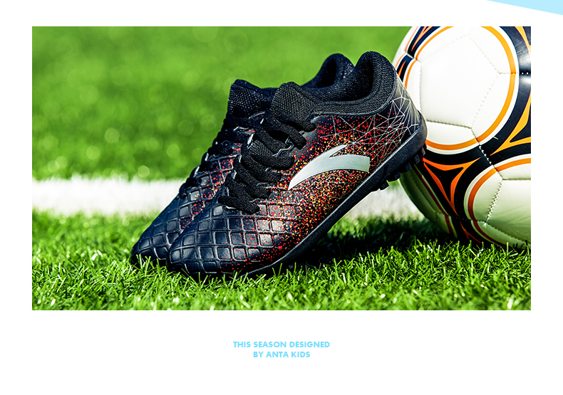 安踏(anta)童鞋男童雄狮二代碎钉足球鞋训练鞋儿童运动鞋31732204黑