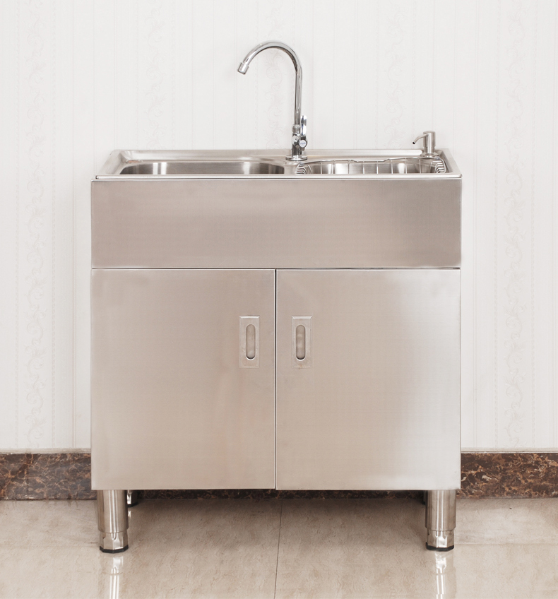 索鹰 厨房储物柜 不锈钢收纳灶台柜厨柜碗柜双水槽柜不锈钢洗菜柜 201