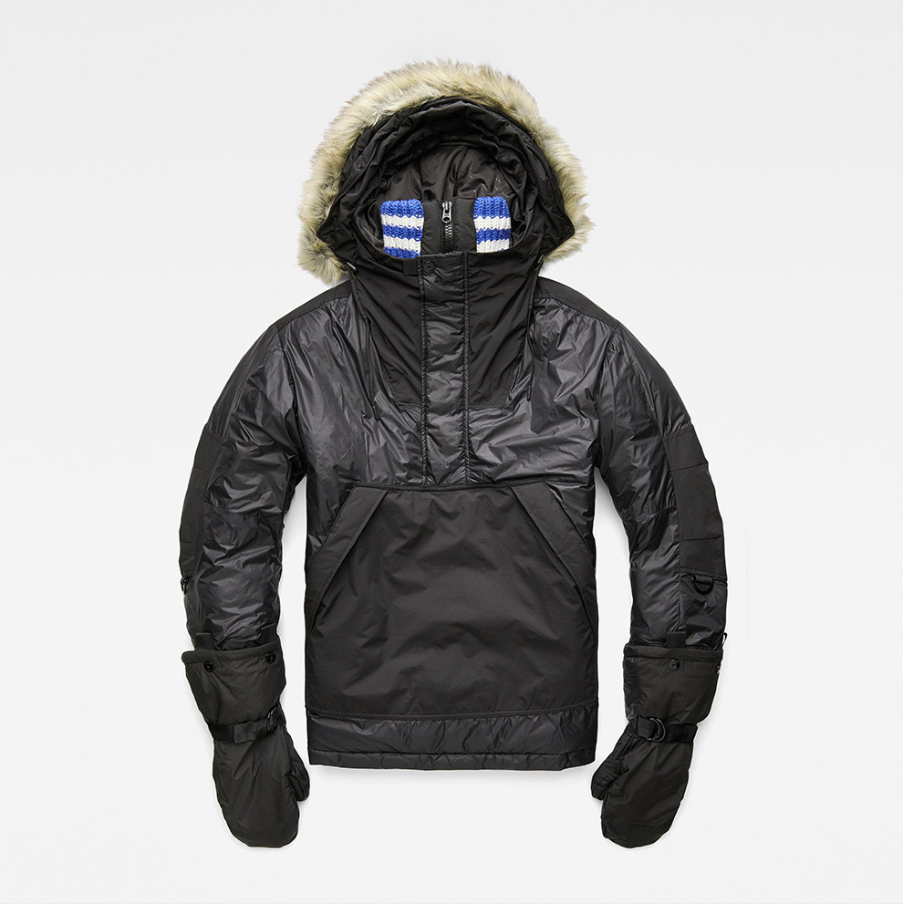 gstarraw男士高领半拉链连帽夹棉大衣外套d069578122990blackl