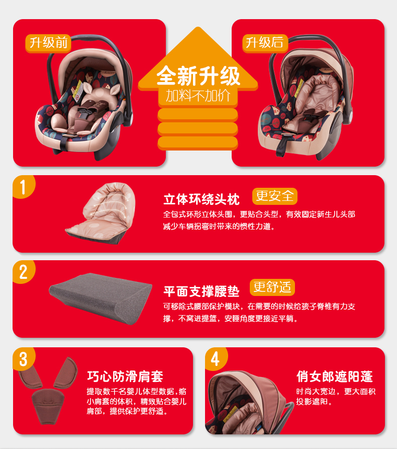 贝贝卡西 婴儿提篮式儿童安全座椅新生儿宝宝汽车载摇篮0-4月-1岁