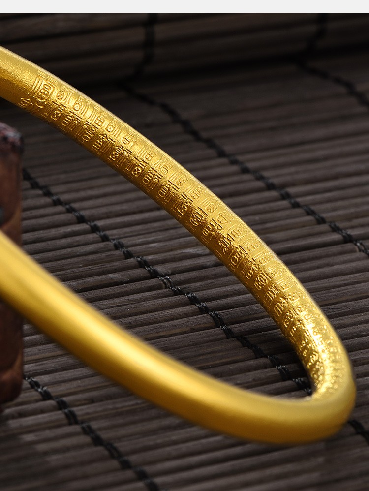 赛菲尔 古法金黄金手镯女款 足金999.