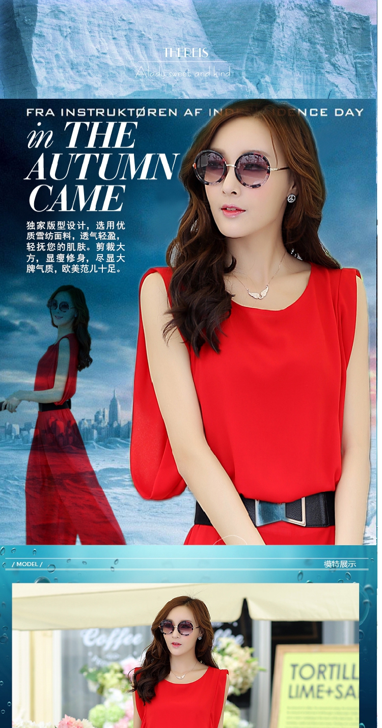 西子阁大码女装雪纺衫套装衬衫女夏短袖条纹时尚两件套套裤2015夏阔腿裤 黑 XL(7天无理由退换)