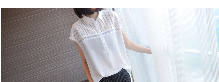 衣泊婉2015春装荷叶边立领雪纺衫女长袖衬衫 女 春6325 白色     XXL