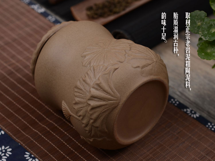 
                                        博度 粗陶茶叶罐子 陶瓷密封罐 茶罐陶罐 大号储藏罐 醒茶罐 出水芙蓉                