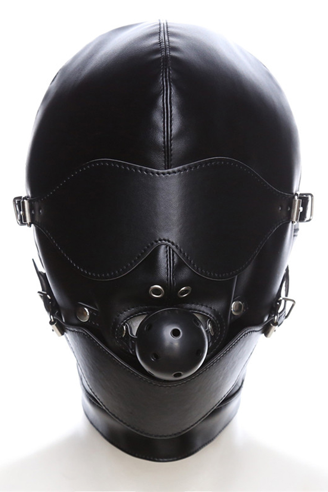 桃色缘惩戒刑罚带眼罩含口球面罩刑局皮革头套sm夫妻情趣用男女用器具